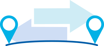 Vector-drawn hill with map marker points